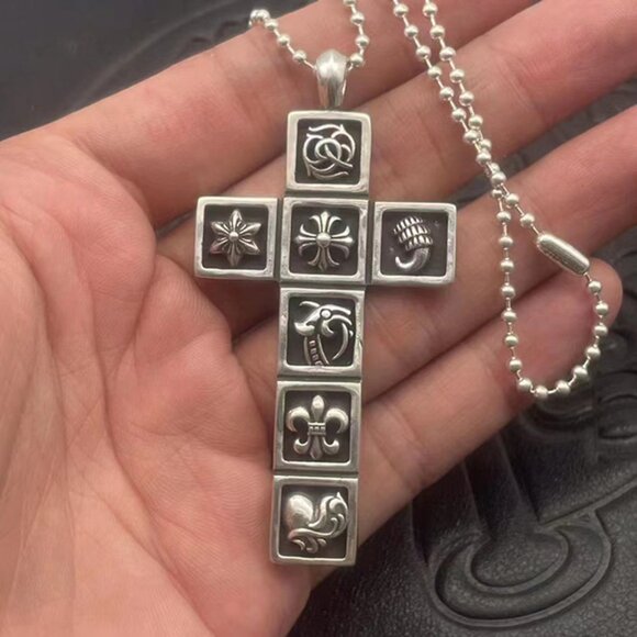 Chrome Hearts Seven Elements Hip Hop Cross Necklace - Picture 1 of 8